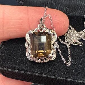 Elegant Silver Smokey Quartz Pendant Necklace